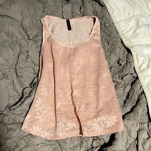 Full Tilt pink lace floral tank